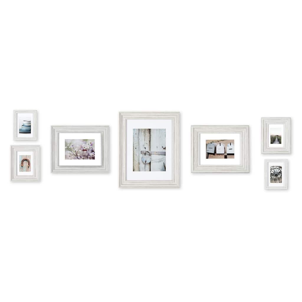 Shop for the Gallery Perfect™ 7Piece Frame Kit, Distressed White at Michaels